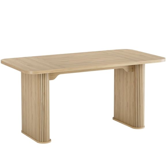 Panapinka 62 Inch Table, Set for 6-8 People, Wooden Kitchen Table with Grille Design, Suitable for Home, Office, Living Room,Easy to Assemble(Without Chair)