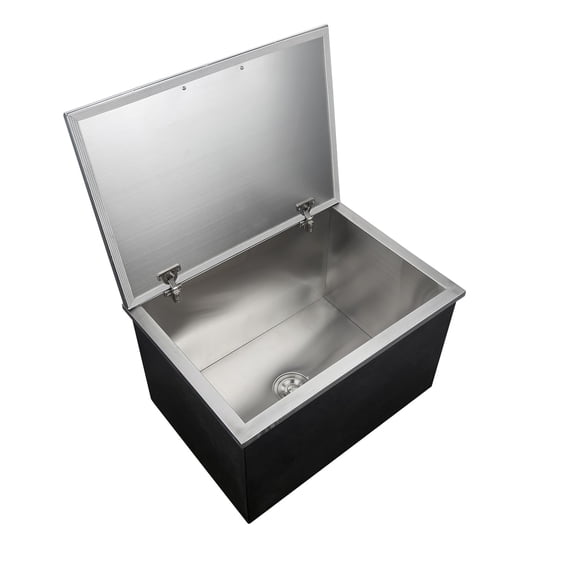 Panapinka Drop-In Ice Chest, Large Capacity Stainless Steel Ice Bin with Lid and Drain Pipe, Commercial Insulated Ice Bucket with 24-Hour Cold Retention for Outdoor Bar