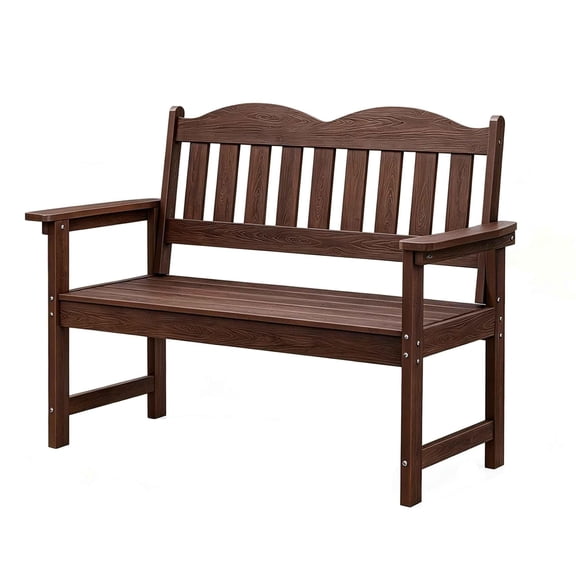 Panapinka Garden Bench, 2-Person Poly Lumber Patio Bench,Slatted Patio Loveseat, for Use in Yard, Garden, Porch, or Park