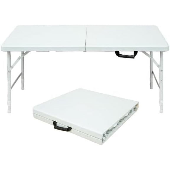 Panapinka Height Adjustable Outdoor Folding Suitcase Table with Metal Legs, Lightweight Folding Table for Camping, Patio, Caming, Beach