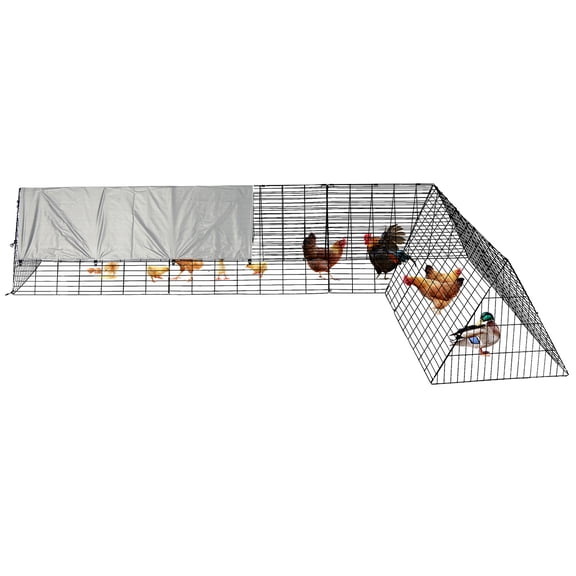 Panapinka Large Metal Chicken Coop with Run, Heavy-Duty Outdoor Portable Chicken Tractor with Waterproof Cover, Predator-Proof Poultry Enclosure for Hens, Ducks, Rabbits