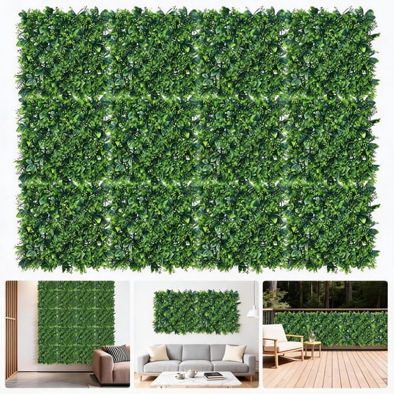 Panapinka Lifelike Artificial Greenery Wall Panels, Realistic Faux Leaf Home Decor, Botanical Green Plant Backdrop for Living Room, Weddings, Parties, Photo Booths,20*20in