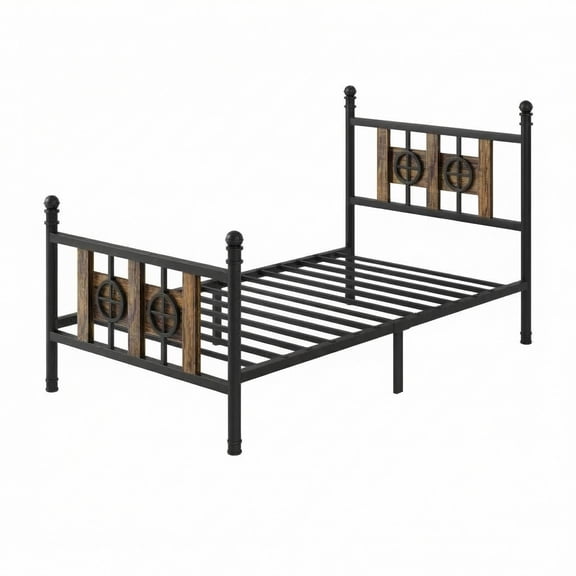 Panapinka Metal Bed Frame, Modern Iron Platform Bed Frame with Headboard and Footboard, Sturdy Metal Slats Support Under Bed Storage, Noise Free, No Box Spring Needed, Easy Assembly