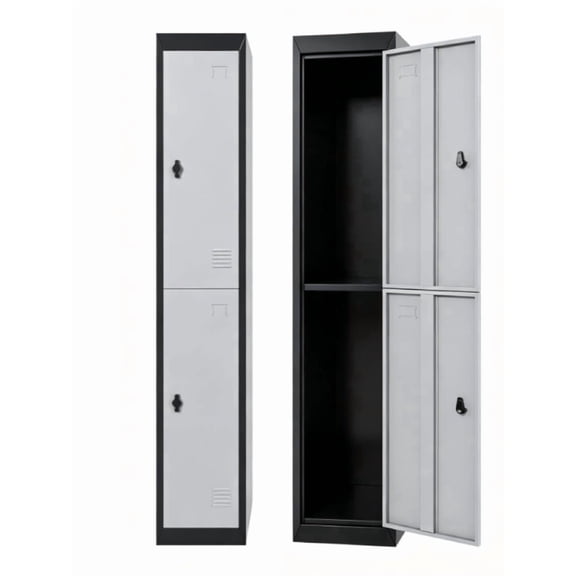 Panapinka Metal Lockers for Employees with Keys, 71" Narrow Tall Steel Storage Cabinet with 2 Doors, Lockable Cold Rolled Steel Locker for Gym, School, Office, Garage