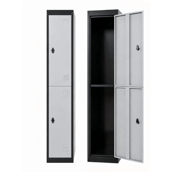 Panapinka Metal Lockers for Employees with Keys, 71" Narrow Tall Steel Storage Cabinet with 2 Doors, Lockable Cold Rolled Steel Locker for Gym, School, Office, Garage