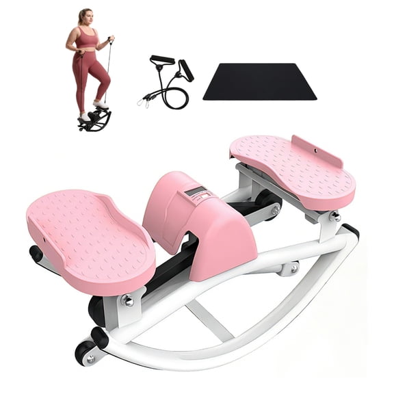 Panapinka Rocking Stepper for Exercise at Home, Side to Side Mini Stair Stepper with Resistance Bands, 350 LBS Capacity Step Machine, Portable Workout Equipment & Balance Board Alternative for Adults