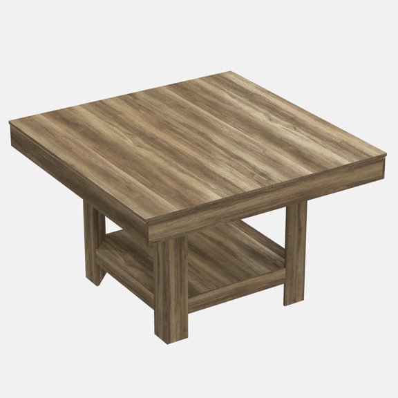 Panapinka Square Dining Table Kitchen Table with 2-Tier Storage Space, Heavy Duty Dinner Table with Triangle Enclosed Legs 350Lbs, Waterproof Dining Room Table for Home Restaurant
