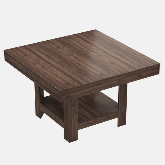 Panapinka Square Dining Table Kitchen Table with 2-Tier Storage Space, Heavy Duty Dinner Table with Triangle Enclosed Legs 350Lbs, Waterproof Dining Room Table for Home Restaurant