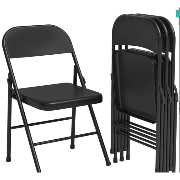 Panapinka Steel Folding Chairs 4-Pack, Commercial Heavy Duty Folding Chairs for Indoor & Outdoor Use, Sturdy Metal Chairs for Meetings, Events & Home, Easy Fold and Store