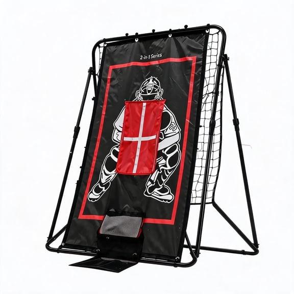 Panapinka Two-Sided Baseball Training Net, 2-in-1 Pitch Marker & Pitchback Kickback Trainer with Iron Frame PE Net for Baseball Softball Solo Practice