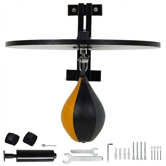 Panapinka Wall-Mounted Single Bar Wooden Speed Bag Platform with Latex Ball, 60cm Diameter, 1.8cm Thick Boxing Training Board for Home Gym