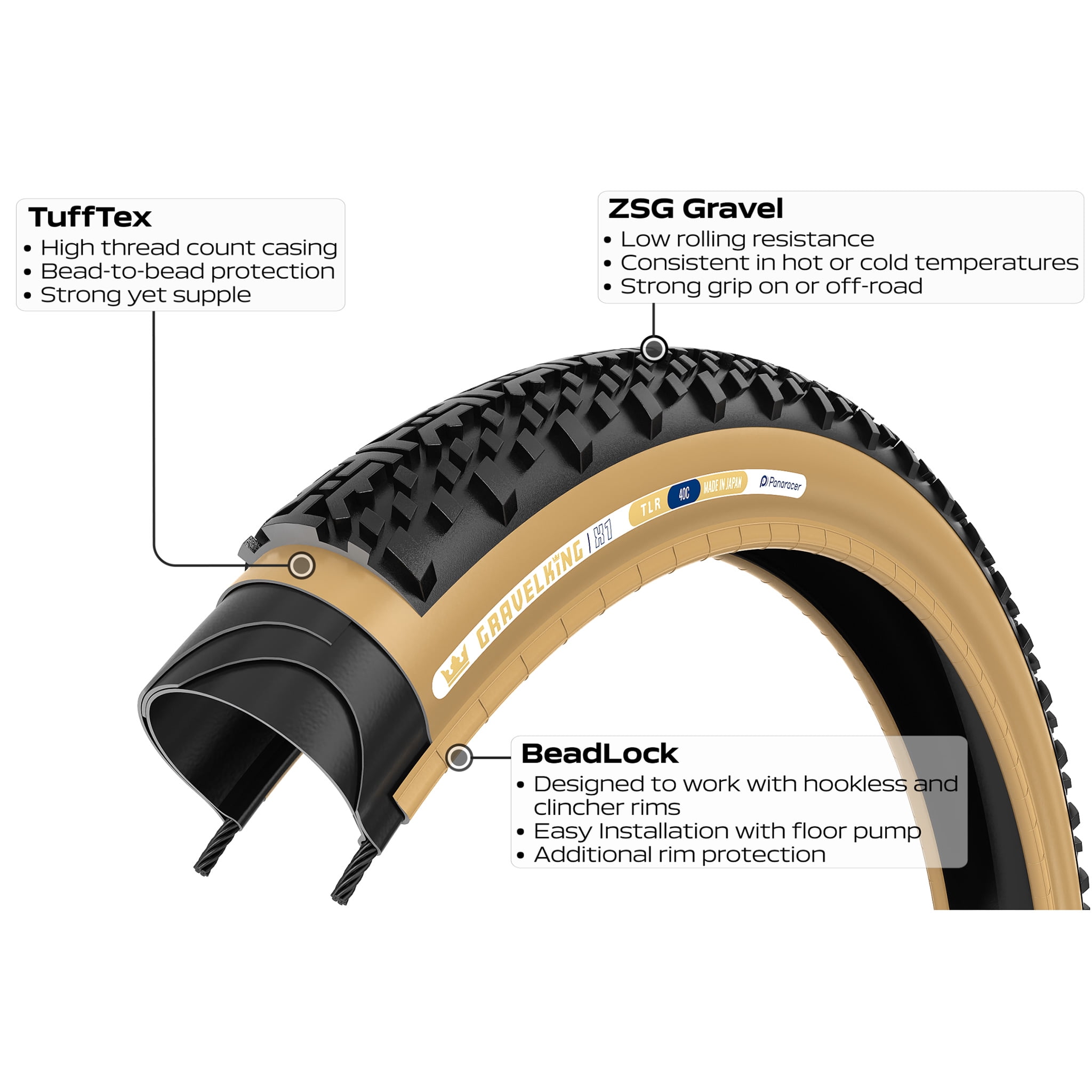 Panaracer GravelKing X1 Gravel Tire, 700x40C, Folding, Tubeless
