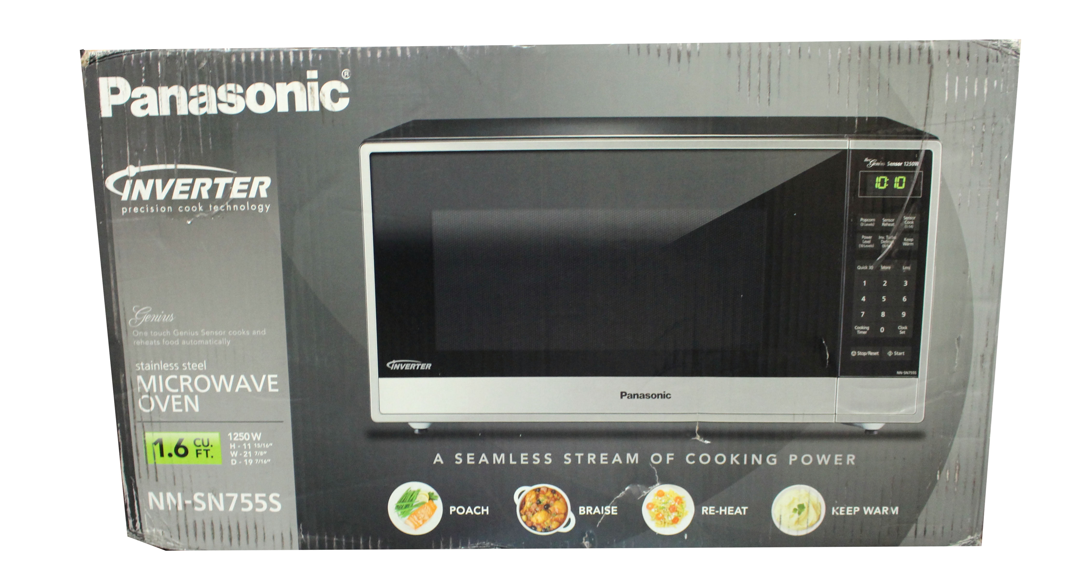 Panasonic 1.6 Cu.Ft. 1250W Inverter Microwave Oven, Stainless Steel (NN