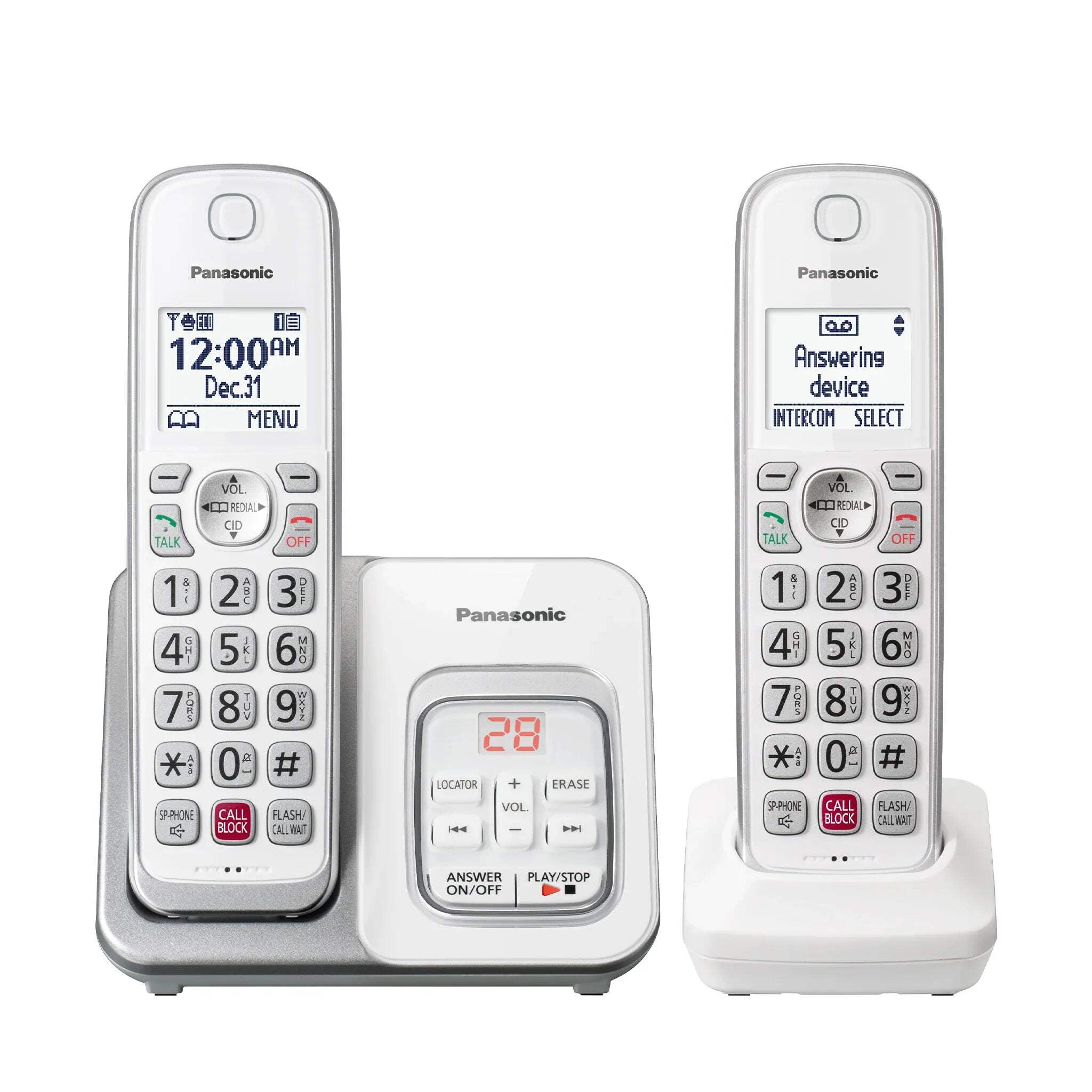 Panasonic Cordless Phone with Answering Machine, Advanced Call Block, Bilingual Caller ID and High-Contrast Display, Expandable System
