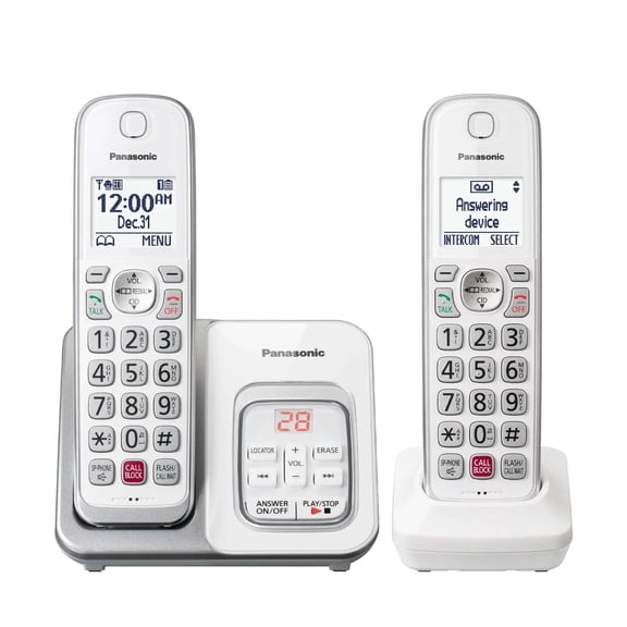 Panasonic Cordless Phone with Answering Machine, Advanced Call Block, Bilingual Caller ID and High-Contrast Display, Expandable System