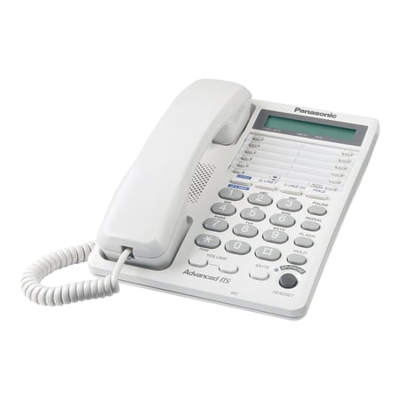 Panasonic 2-Line Corded Office Phone with Speed Dial, White, KX-TS208W