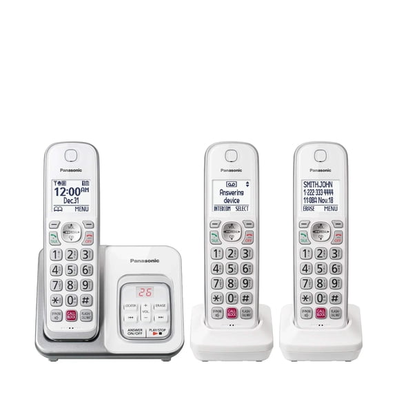 Panasonic Cordless Phone with Answering Machine, Advanced Call Block, Bilingual Caller ID and High-Contrast Display, Expandable System