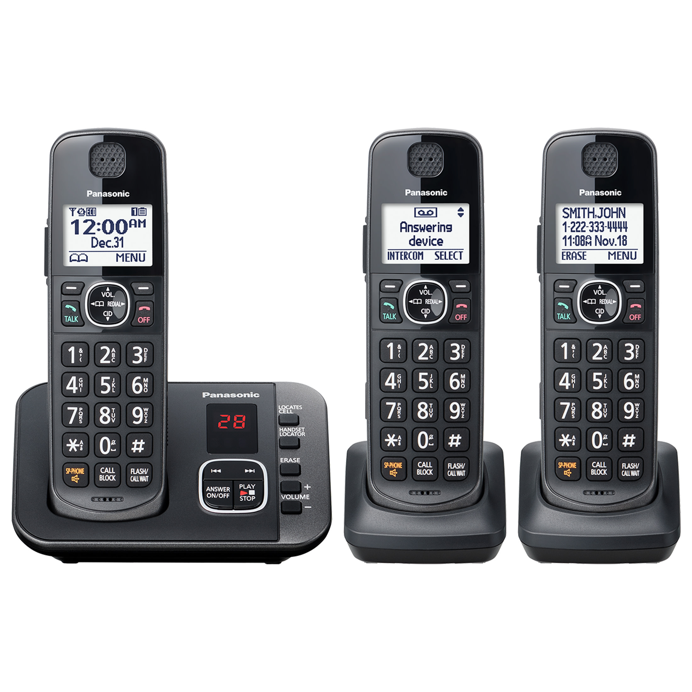 Panasonic 3-Handset Expandable Cordless Phone System with Answering System - KX-TG3833M - image 1 of 9