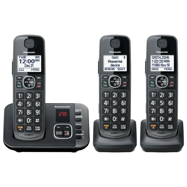 Panasonic 3-Handset Expandable Cordless Phone System with Answering System - KX-TG3833M