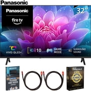 Panasonic 32 inch S65C Full HD 1080p 60Hz QLED+ Fire TV 2026 TV-32S65CPS Bundle with 2x HDMI Cable, Television Home Theater Guide and Deco Essentials Exclusive 26 Month CPS Enhanced Protection Pack