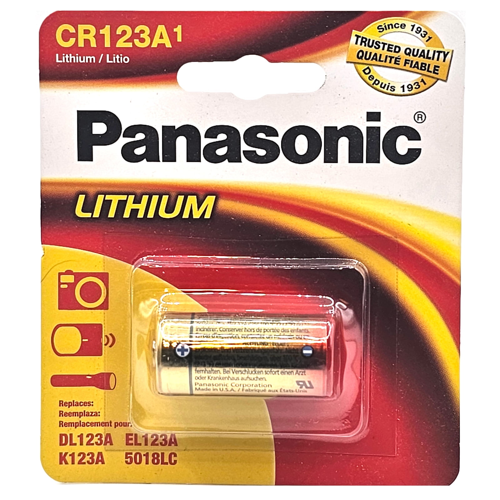 Panasonic 3V CR-123 2/3A Photo Lithium Battery Compatible with EL123 K123A DL123