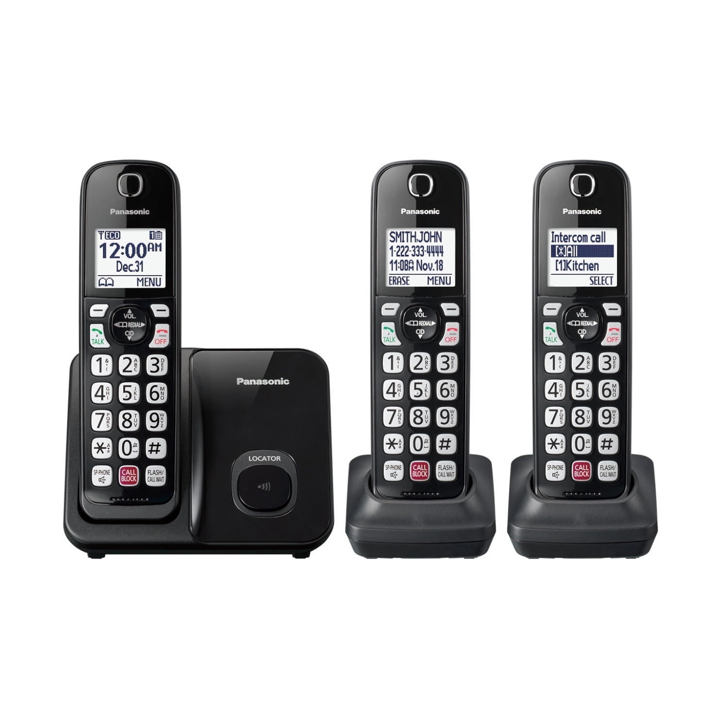 Panasonic 3 Handsets Cordless Phone, Call Block, Bilingual Caller