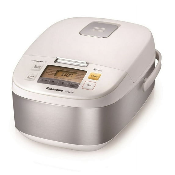 Panasonic 5 Cup Microcomputer Controlled Rice Cooker, Stainless Steel/White
