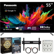 Panasonic 55" W85C 4K 60Hz QD-Mini LED Google TV 2026 TN-55W85CPS Bundle with Deco Essentials CPS 26 Month Protection + 2x HDMI Cable + Wall Mount + 6-Outlet Surge Adapter + Deco Gear TV Guide