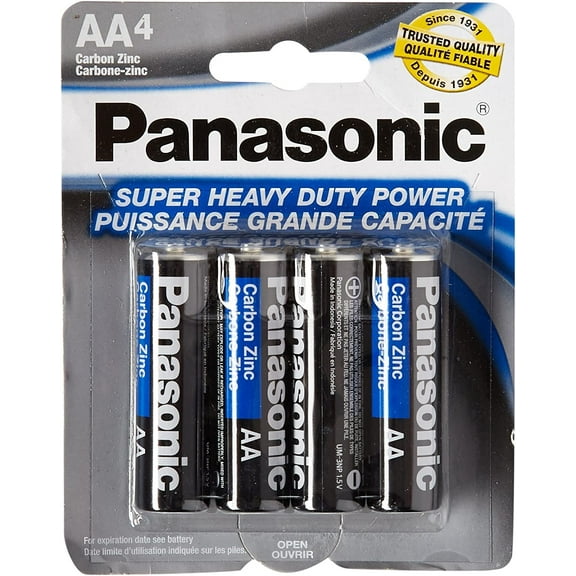 Panasonic 5734 16PC AA Batteries Super Heavy Duty Power Carbon Zinc Double a Battery 1.5V, Black (Pack of 16)