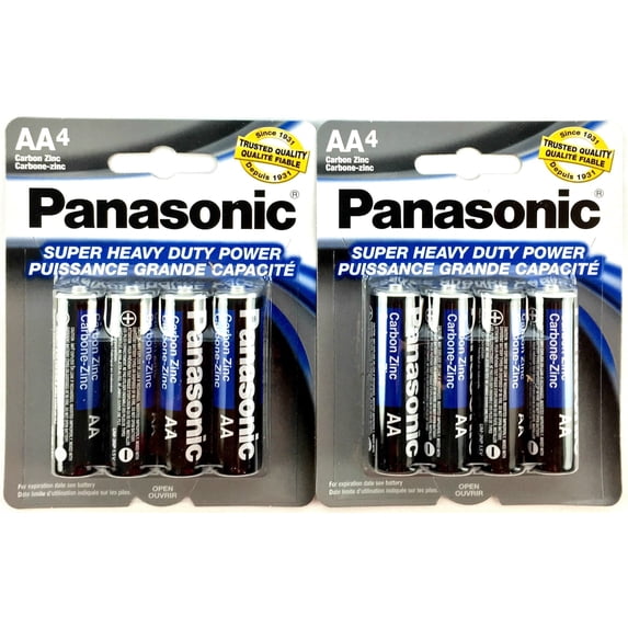 Panasonic 5741 8PC AA Batteries Super Heavy Duty Power Carbon Zinc Double A Battery 1.5V, Black (Pack of 8)
