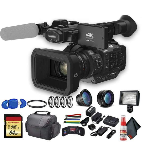 Panasonic AG-UX180 4K 20x Camcorder Bundle with Accessory, Black