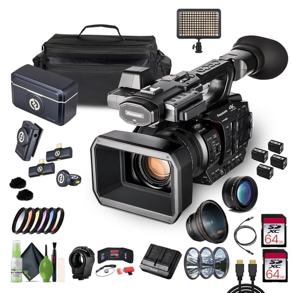 Panasonic AG-X20ED Professional 4K UHD Camcorder, 20x Optical Zoom Lens, XLR Audio, SDI Output, Broadcast, Documentary, Event Video Camera Bundle With 2x 64GB Memory Card + Telephoto Lens 67mm + More