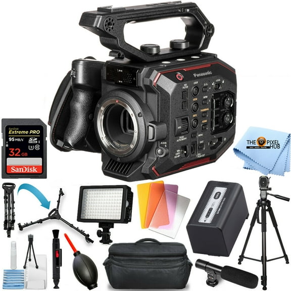 Panasonic AU-EVA1 Compact 5.7K Super 35mm Cinema Camera PRO COMBO with 64GB SD, LED Video Light, Tripod and Dolly, Gadget Bag, HDMI Cable and More