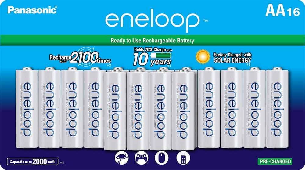 Panasonic BK-3MCCA16BA eneloop AA 2100 Cycle Ni-MH Pre-Charged Rechargeable Batteries, 1
