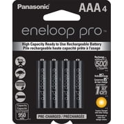 Panasonic BK-4HCCA4BA eneloop Pro AAA New High Capacity Ni-MH Pre-Charged Rechargeable Batteries, 4 Pack