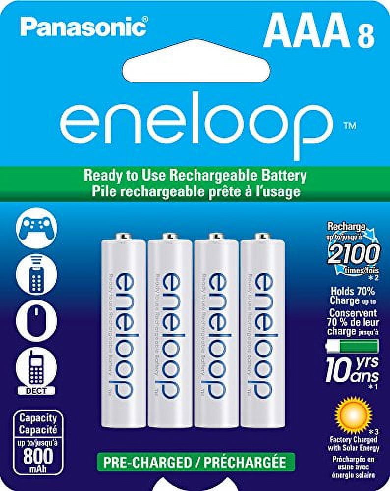 Panasonic BK-4MCCA8BA Eneloop AAA 2100 Cycle Ni-MH Pre-Charged Rechargeable Batteries (Pack of 8)