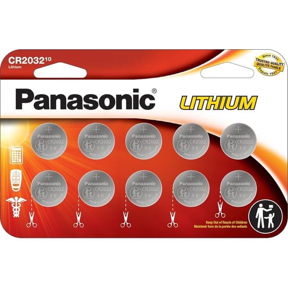 Panasonic CR2032 3.0 Volt Lithium Coin Cell Batteries