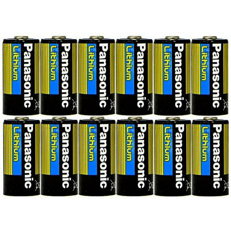 Panasonic CR123A-12PK Lithium 3V Photo Lithium Battery, 0.67 Diameter x 1.36 H (17.0 mm x 34.5 mm), Black/Gold/Blue (Pack of 12)