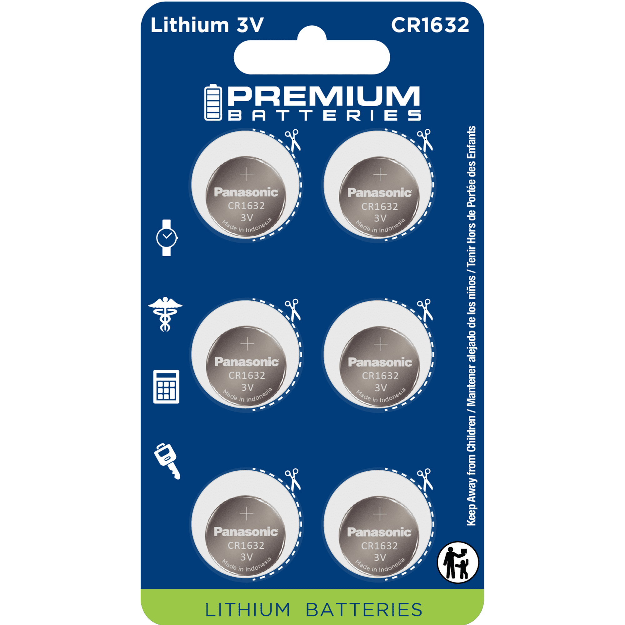 Panasonic CR1632-6 CR1632 3V Lithium Coin Battery (Pack of 6