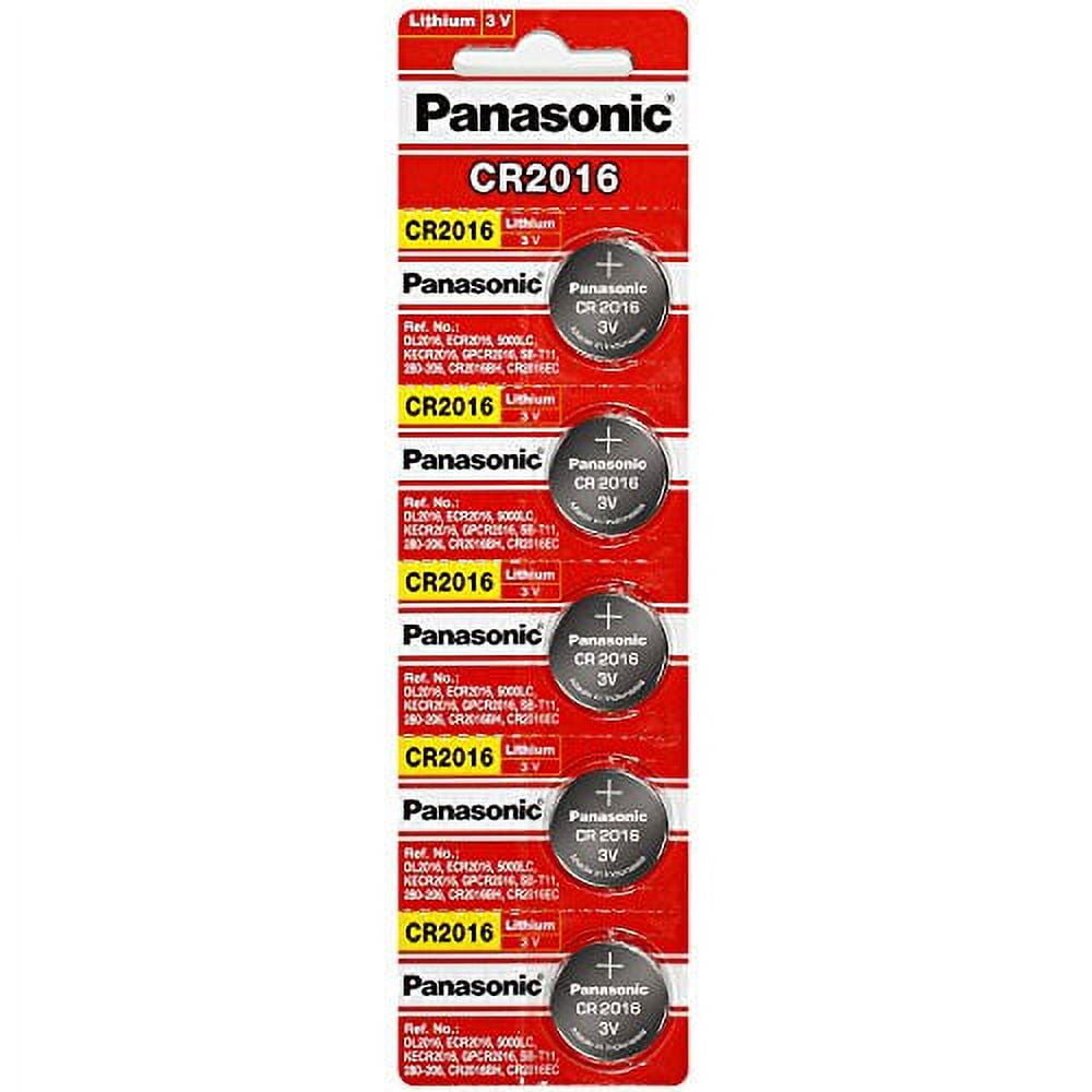 Panasonic CR2016 3 Volt Lithium Coin Battery (5 Batteries)