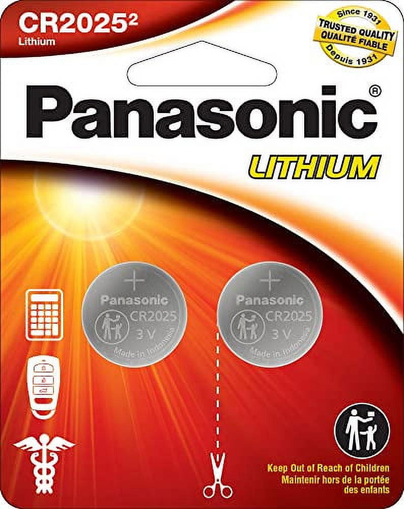 Panasonic CR2025 3.0 Volt Long Lasting Lithium Coin Cell Batteries in