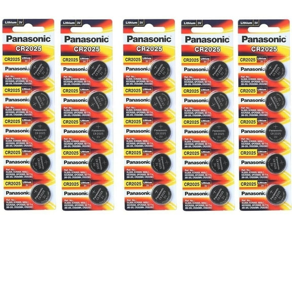 Panasonic CR2025 3 Volt Lithium Coin Battery 25 Pack