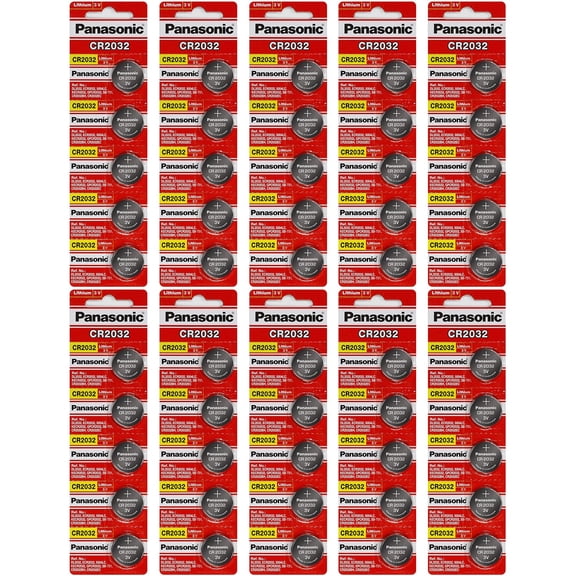 Panasonic CR2032 3 Volt Lithium Coin Cell Battery - 50 Batteries