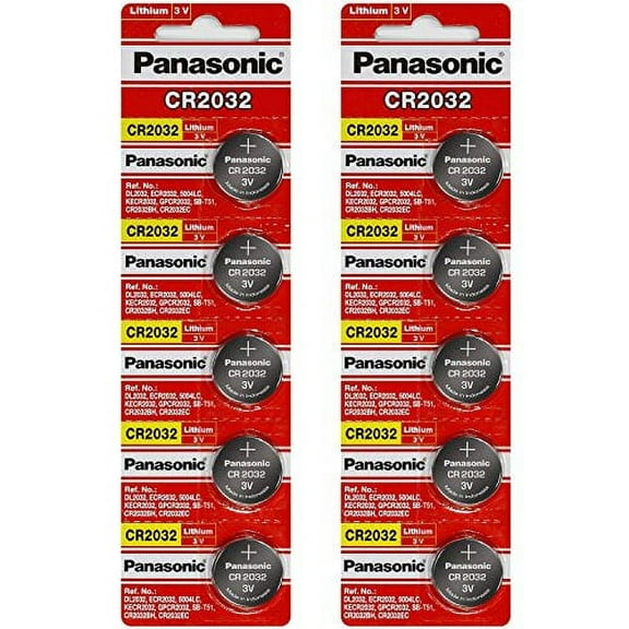 Panasonic CR2032 3V Lithium Battery 2PACK X (5PC) =10 Single Use Batteries