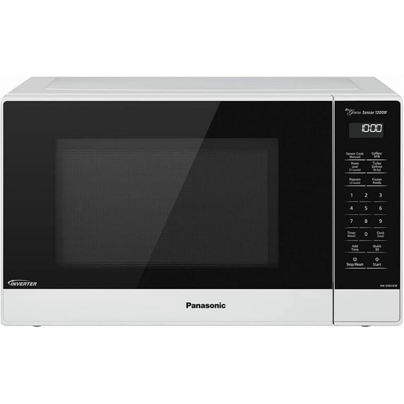 Panasonic Compact Microwave Oven with 1200 Watts of Cooking Power, Sensor Cooking, Popcorn Button, Quick 30sec and Turbo Defrost - NN-SN65KW - 1.2 cu. ft (White)
