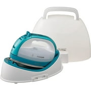 Panasonic Cordless Iron, Portable 360-Degree Freestyle Dry/Steam Iron with Precision Tips and Stainless Steel Soleplate, Anti-Calc and Anti-Drip, Power Base and Carrying/Storage - NI-QL1000G (Teal)