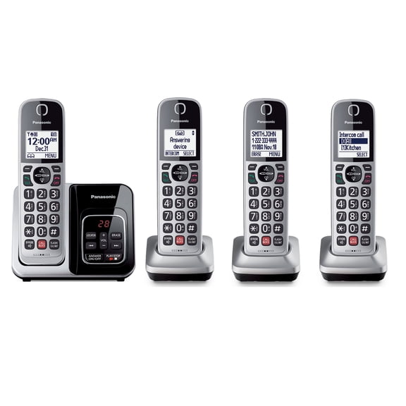 Pre-Owned Panasonic Cordless Phone with Digital Answering, Call Block & 4 Handsets KX-TG3824S
