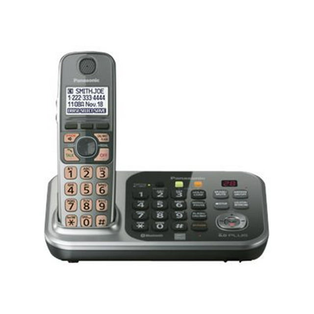 Panasonic - Cordless phone - answering system - with Bluetooth interface with caller ID/call waiting - DECT 6.0 Plus - 3-way call capability - silver