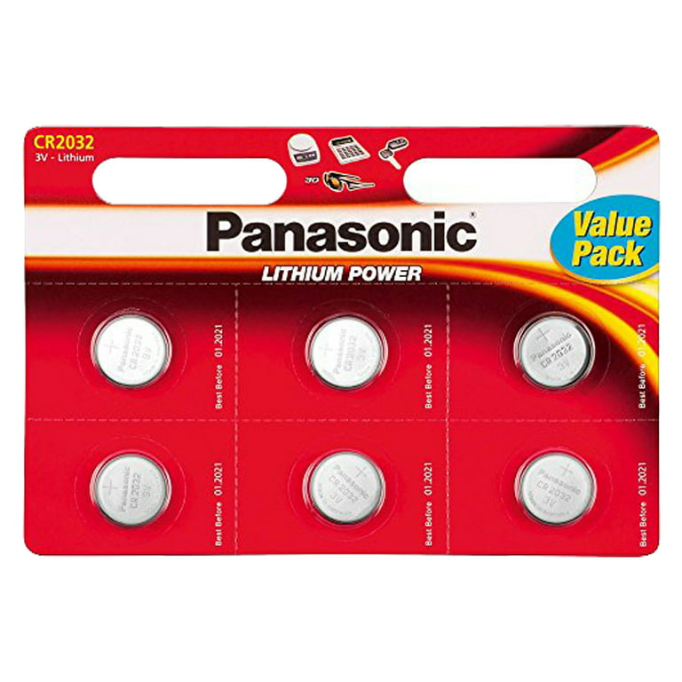 Panasonic CR2032 Coin Cell Batteries | 6 Pack