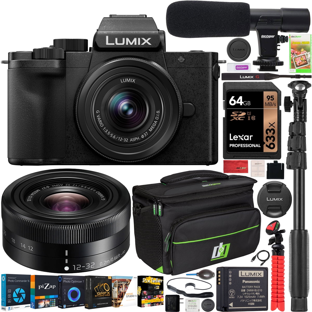 Panasonic Lumix G100W | Appareil Photo Hybride Compact + Objectif Lumix  12-32mm + 35-100mm (Capteur 4/3 20MP, Écran orient. tact., Viseur 3680Kpts